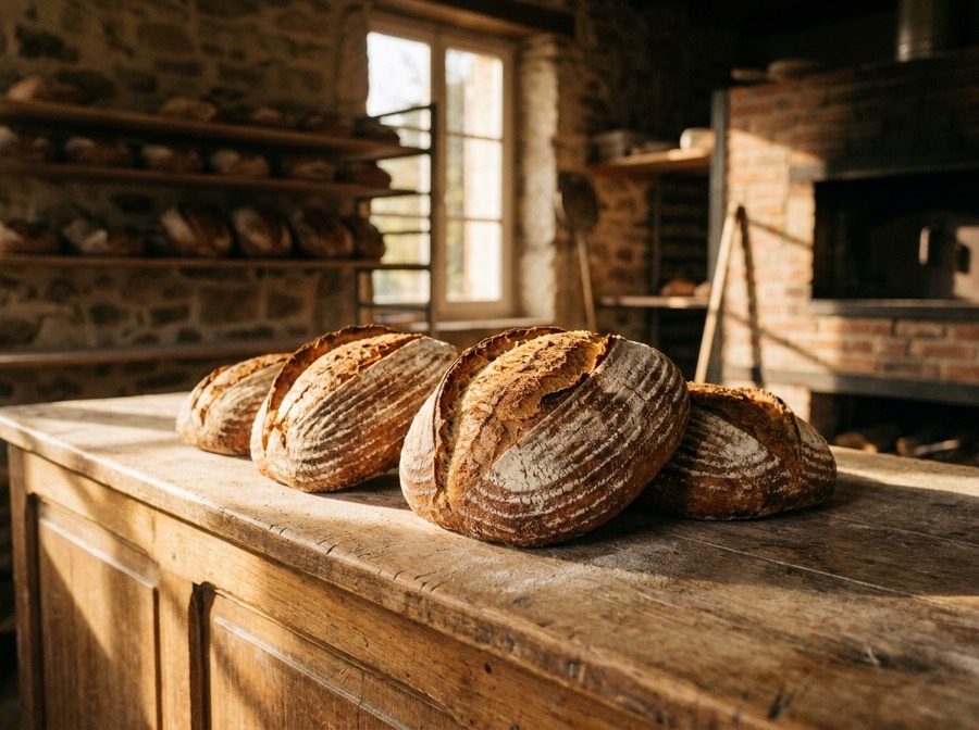 Sourdough loaves, just out of the oven
